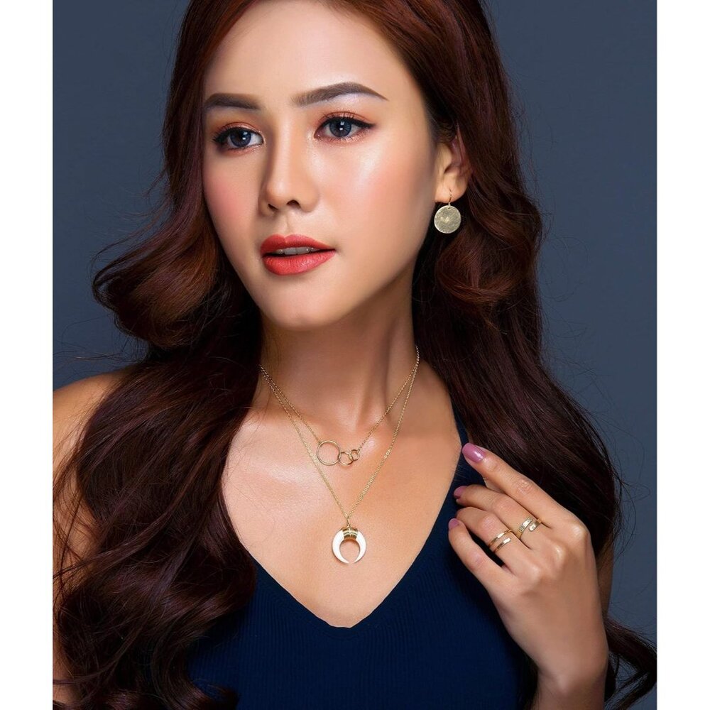 Interlocking Double Circle Necklace 14k Gold Fill… - image 4